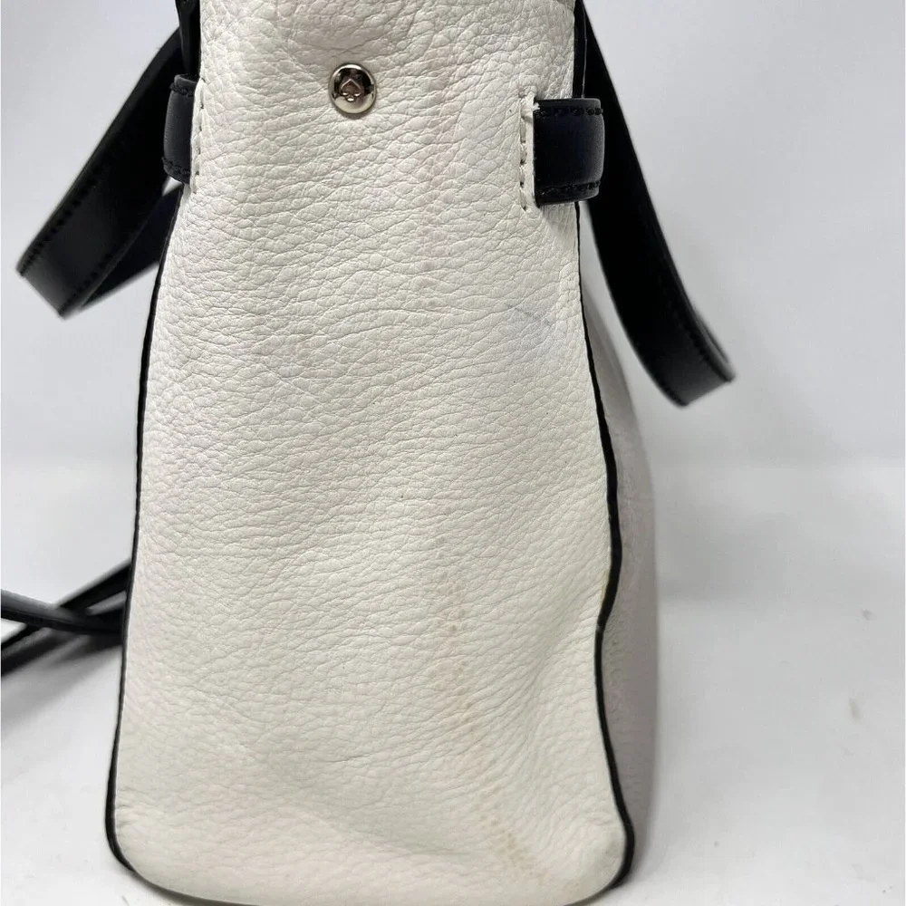 Kate Spade Houston Street Cream White Black Handbag Leather Purse Neutral Office